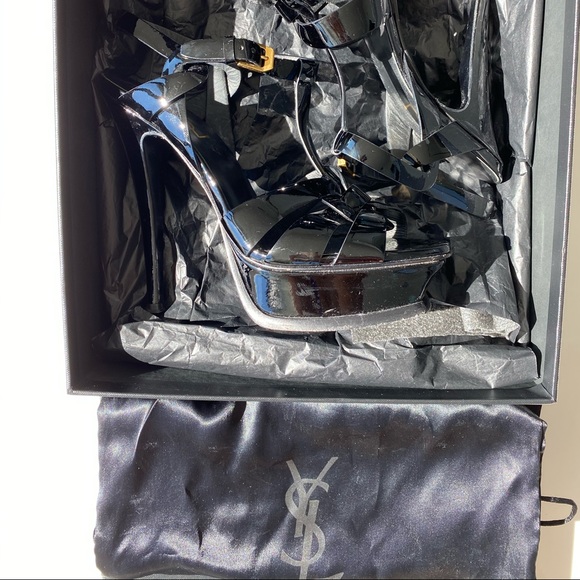 YSL TRIBUTE PLATFORM SANDALS IN PATENT LEATHER US 6 - Picture 9 of 15